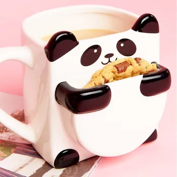 3D Multiplikācijas filmu Panda Kafijas Krūzes Dubultā Cepumi Keramikas Tējas Tases Radošajiem Zīmes Drinkware Ziemassvētku Dāvanas MJ918