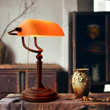 Retro vintage matēta dzintara krāsas stikla ēnā dekori galda lampa E27 ES MUMS plug dzīvojamā istaba guļamistaba gultas studiju hetol istaba galda lampas