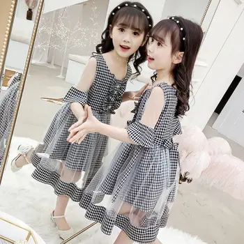Kleita Meitenēm 2020. Gada Vasarā Bērni Meiteņu Modes Kleita Gadījuma Pleds Kleitas Bērniem Kroku-Line Princese Kleitas Apģērbu W92