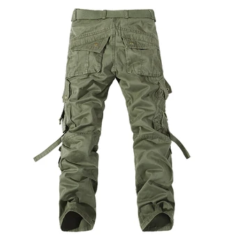 Vīriešu ikdienas kokvilnas bikses (dungriņi) elastīgs viduklis pilna len multi-pocket plus mēslojuma XL, vīriešu apģērbi lielo izmēru kravas bikses