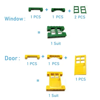 DIY Celtniecības Bloki Skaitļi Ķieģeļi, Durvju vai Logu Izglītības Creative Izmērs ir Saderīgs Ar lego Plastmasas Rotaļlietas Bērniem