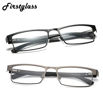 Augstas Kvalitātes Sakausējuma Lasīšanas Brilles Vīriešiem Pilna Metāla Rāmis Vecuma Tālredzība Brilles Sievietēm Palielināmo Viegls Melns Kvadrāts Gafas +150