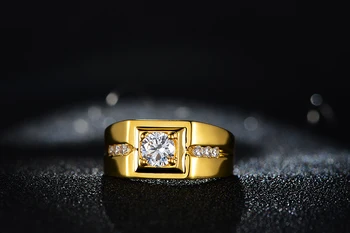 Zelta rotaslietas, Mūžība Vīriešu Iesaistīšanos zelta piepildīta gredzenu 1ct Akmens 5A Zircon Birthstone Kāzu Joslā Gredzenu vīriešiem Vairumtirdzniecība