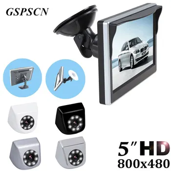 GSPSCN Auto 5 collu Atpakaļskata Monitors jaukta tipa Balsteņa + Auto Reverse Frontview/Atpakaļskata Kameras Ūdensizturīgs Nakts Redzamības