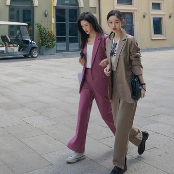 Rudens Cepta Iela Mazo Apģērbs Sieviešu korejiešu Stilā, Anti-Novecošanās Novājēšanu Ir 2021. Jauna Eleganta Biznesa divdaļīgs Kostīms Rietumu Stilā