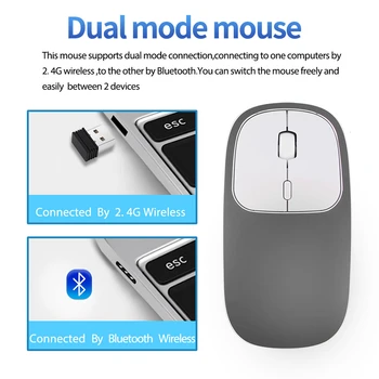 Jelly Ķemme Uzlādējamā Bluetooth 4.0+2.4 G Bezvadu Peles Dual Režīmā Metāla Klusa Klusa Pelēm par Notebook PC Klēpjdatoru MacBook