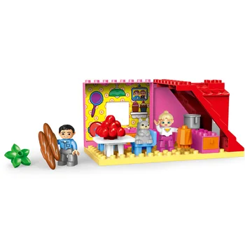 Meitene Princese Liela Izmēra Bloki Komplekti Saderīgi LegoINGlys Duploed Ģimenes Māja Ķieģeļi Ķieģeļi Celtniecības Bloki Rotaļlietas Bērniem