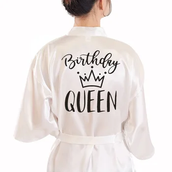 Dzimšanas diena Queen&Komandas Dzimšanas dienas svinības Drēbes Satīna Sieviešu Princess Birthday Girl&Komandas Labā Puse Dāmas Mērci Dāvanu kimono, Halāti