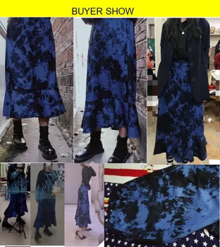 Rosetic JAUNO Gothic Zilu Kaklasaiti Krāsošanas Svārki Sievietēm Ruffles Dizaina Atdzist Streetwear Līnijas, Augsta Vidukļa Svārki Rudens 
