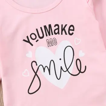 Citgeett Rozā Komplekts Jaundzimušo Bērnu Meiteņu Drēbes Smaidu T-krekls Topi+Ilgi Tri Bikses Kokvilnas Rudens Gadījuma Tērpiem Komplekts