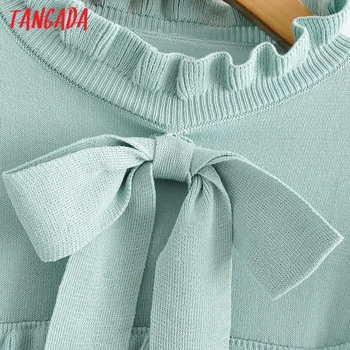 Tangada Sieviešu 2020. Gadam, Modes Elegants Ruffles Piparmētru Trikotāžas Džemperis Džemperis Sieviešu Vintage Puloveri Šiks Topi AI46