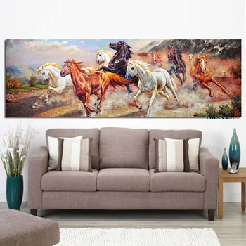 Anotācija Deviņi Darbojas Zirgu Pop Art Cuadros Kanvas Glezna & Kaligrāfijas HD Izdrukāt Plakātu Mūsdienu Sienas, Attēlus Dzīvojamā Istaba