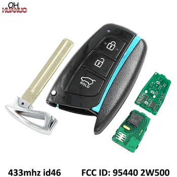 3 Pogu, Smart Tālvadības Atslēgu Piekariņu Hyundai Santa Fe 433MHz ar ID46 Čipu FCCID:95440 2W500