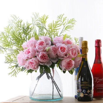 1 Pušķis DIY Svaigi Mākslīgo Ziedu Rožu Zīda Ziedu Viltus Augu Valentīna Diena Kāzu Mājās Partijas Apdare 3 Krāsas