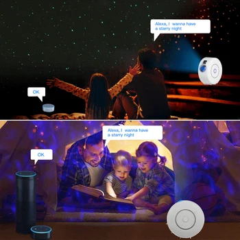 Tuya APP Bezvadu Vadības Smart Zvaigžņu Projektors Ar Krāsainiem Lāzera Zvaigžņotām Debesīm Ilgviļņu Nakts Gaisma Led Krāsains Darbs Ar Alexa