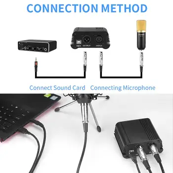 48V Phantom Barošanas Sprieguma Stabilizācija Bez Trokšņa USB Kabelis, Audio Kabelis, Kondensatora Mikrofons 100X90X40MM