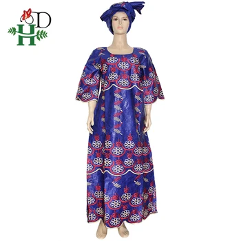 H&D Āfrikas Dashiki Kleita Sievietēm, Kas Izšūti Bazin Maxi Kleitas Tradicionālo Dienvidāfrika Dāmas Apģērbu Nigērijas Auto Gele