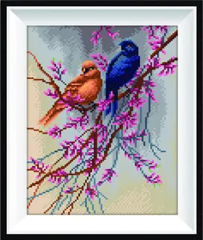 5D AB Dimanta Krāsošana Augstas Kvalitātes Kristālu Izšuvumi Putnu Pāris, Pār Koku Cross Stitch Mozaīkas Beadwork Komplekts Mājas Mākslas Dekori