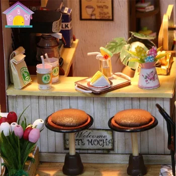 Leļļu Nams DIY Miniatūra leļļu Namiņš Komplekts Modeli, Koka Rotaļlietas Mēbeles bērniem, rotaļlietas, Izlikties, Spēlēt rotaļlietas, Lelles Māju Rotaļlietas Dzimšanas dienas Dāvana