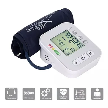 Automātisko digitālo LCD augšdelma asinsspiediena monitors, sirds ritms, pulsa mērītājs, kamertonis, pulsa mērītājs