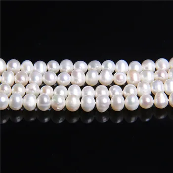Dabas Pērle AAA Klases Nekustamo Saldūdens Pērļu Krelles Balts Netālu Kārtas Zaudēt Pērļu Krelles Par DIY Aproce, Kaklarota, Rotaslietu izgatavošana
