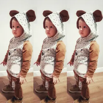 Zīdaiņu Apģērbs Toddler Zēns Ausis Kapuci Topi Hoodies Raibs Bikses, Bērnu Apģērbs, Apģērbu Tracksuit Pavasara Rudens Komplekts