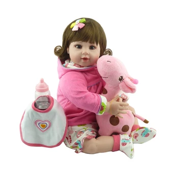 50cm Silikona Atdzimis Bērnu Lelles Baby Spilgti atdzimis toddler meitene bebe l.o.l lelles dāvana bērnu rotaļlietas, ar Aproce, kaklarota
