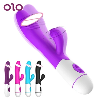 OLO Maksts Klitora Stimulators G Spot Massager Dildo Trušu Vibrators Dubulta Vibrācijas Seksa Rotaļlietas, lai Sieviete Sieviete Masturbator