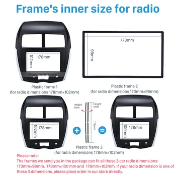 Augstas Kvalitātes Double Din Auto Stereo Radio Fascijas Panelis Melns, Komplekts 2012. gada Mitsubishi ASX Outlander Sport Auto Stereo Panelis Komplekti