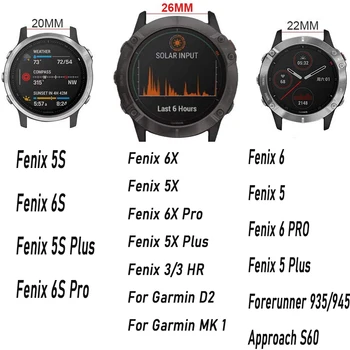 26 22MM Watchband Siksnas Garmin Fenix 5 5X Plus 3 AP Fenix 6X 6 Pro 945 935 Skatīties dabiskās Ādas, Ātri Atbrīvot Rokas Joslā