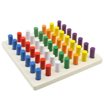 Montessori Maņu Rotaļlietas 7 Krāsas Cilindru Blokiem, ar Koka Kuģa Vizuālu Sajūtu, Rotaļlietas Bērniem Bērnudārzā Krāsas Apmācības 2-4