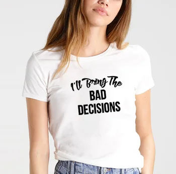 Es jums atnesu Alkohola Sliktiem Lēmumiem Drukāt Tee Kreklu Femme O-veida kakla Īsām Piedurknēm Kokvilnas T Sievietēm Vaļīgas, T Krekli, Sieviešu Topi,
