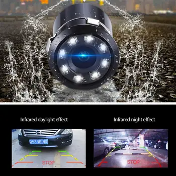 8 LED Auto Atpakaļskata kamera Automašīnu Atpakaļskata Kamera 8 LED Nakts Atpakaļgaitas Auto Novietošanas Monitors Ūdensizturīgs 180 Grādu Video