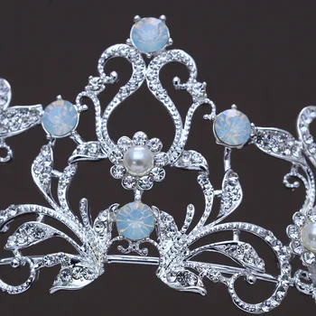 Unikālo Gaiši Zila Kristāla Kāzu Tiaras Crown Princess Rhinestone Gājienā Vainagi, Kāzu Matu Aksesuāri, Līgavas Matu Rotas