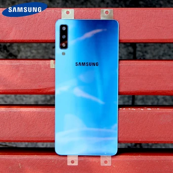 Samsung Oriģināls Atpakaļ Akumulatoru Durvis, Stikla Vāks Samsung Galaxy A7 2018 Versija SM-A730x A730x SM-A750 Aizmugures Korpusa Aizmugurējo Vāciņu