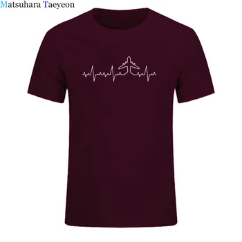 Druka t kreklu Sirdsdarbība lidmašīnas Izmēģinājuma Smieklīgi Izdrukāt T Krekls Vīriešiem ar Īsām Piedurknēm Kokvilnas Plaknes Vadītāja T-krekli Vīriešu Apģērbu Camisetas