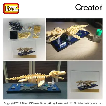 LOZ Dimanta Bloki Mosasaurus Dinozauru Fosiliju Rotaļlietas Jurassic Dinosaurus Rotaļlietas, Celtniecības Bloki Skaitļi DIY Dzīvnieku Kaulus, Galvaskausus 9024