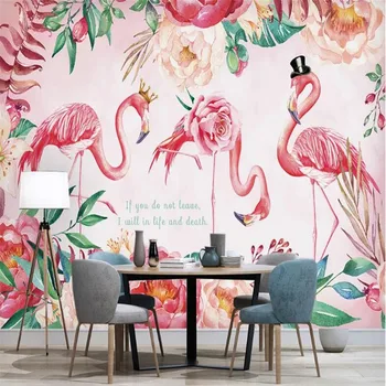 Milofi rūpnīcas custom tapetes, sienas 3d ziemeļvalstu flamingo ziedu, augu fona tapetes, sienas