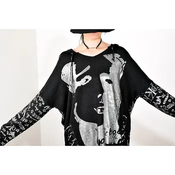 XITAO Streetwear Džemperis Modes Kapuci Top Sievietes Personību Alfabēta Modelis Džemperis Sievietēm Tendence Pārsējs Trikotāža DMY1863