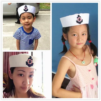 Smieklīgi Cosplay Militārās Cepures Pieaugušajiem, Bērniem, Balts Kapteinis, Matrozis Cepuri Navy Jūras Armijas Cepures Ar Enkura Jūrnieks Tērpu Aksesuāri