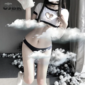OJBK Sexy Sirds Dobi Atvērtu Krūšu Erotiska Apakšveļa Japāņu Salds Studentu Lomu spēļu Kostīmu Trušu Asti Skolā Meitene Vienotu
