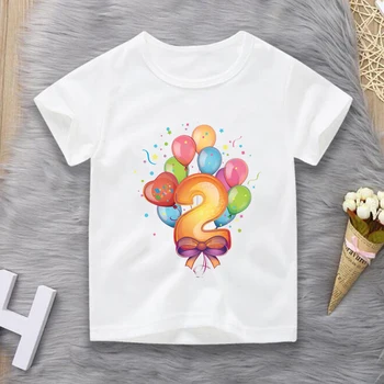 Happy Birthday Dāvanu T Puiku Drēbes Karikatūra Skaits 4 5 6 Print Smieklīgi T-krekls Bērniem Vasaras O-veida Kakla Topi Zēni Meitenes T Krekls