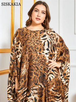 Lielgabarīta Leopards Drukāt Maxi Kleita Sievietēm Rudenī 2020. Gadam Plats garām Piedurknēm rītasvārki Modes arābu Musulmaņu Islama Apģērbi