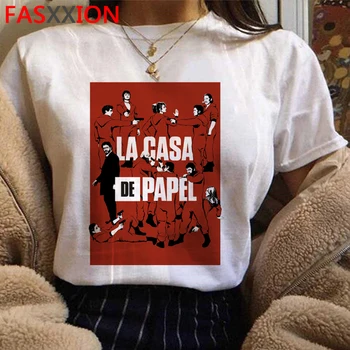 Smieklīgi Dizaina La Casa De Papel T Krekls Sievietēm Naudu Heist seriāls T Māja Papīra Bella Ciao T-Krekls Streetwear Top Sieviete