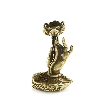 Retro Misiņa Budisms Budas Figūriņas Roku Ar Lotus Vara Laimīgs Fengshui Miniatūras DIY Amatniecības Biroja Galda Dekori Tējas Pet
