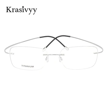 Krasivyy Tīra Titāna Bez Apmales Brilles Rāmis Vīriešu Recepšu Brilles Vācijā Sievietes Tuvredzība Optisko Karkasa Bez Skrūvēm, Brilles