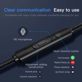 !ACCEZZ Sakausējuma austiņu 3,5 mm Austiņas Ar Mikrofonu HiFi Bass Austiņas, 3,5 mm Audio Ligzda Austiņām Xiaomi Samsung S6 Austiņas