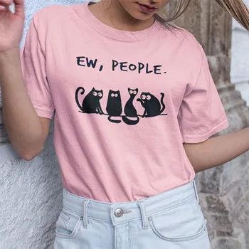 Ew Cilvēki T Krekls Kawaii Vasaras Sieviešu T-krekls Cute Stilu Sieviešu Jaunākās Īsām Piedurknēm Kokvilna Pet Topi Tee