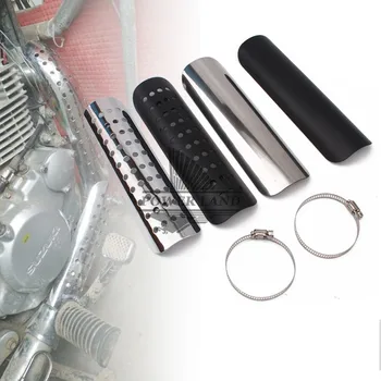 Universal Fit Harley Chrome/Black Motociklu Electroplate Siltuma Vairogs Aizsargs Cruiser Izplūdes Muffler Cauruļu Siltuma Vairogs Vāciņu