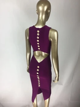 Augstākās Kvalitātes Sieviešu Modes Sexy Black Purple Pārsējs Kleita 2017 Krusta Cilpu Slavenību Puse Kleita
